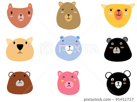 Set of animal heads collection.Characters portrait cute animal faces on white background.portraits, Emoji funny animal, Logo, sticker,Kawaii,Vector Funny cartoon and animal heads concept. 95452727