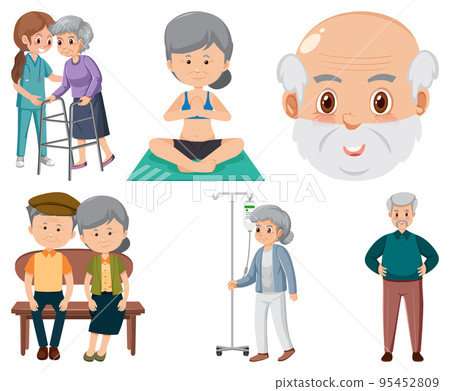 Collection of elderly people icons Collection of elderly people icons 95452809