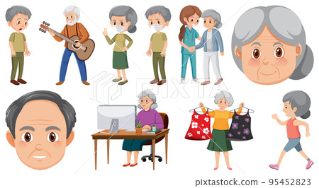 Collection of elderly people icons Collection of elderly people icons 95452823