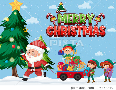 Santa Claus and elfs delivery gift for Christmas 95452859