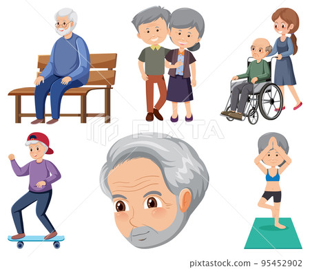 Collection of elderly people icons Collection of elderly people icons 95452902