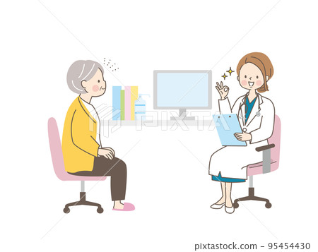 為高級女性檢查的女醫生的矢量圖解/安心 為高級女性檢查的女醫生的矢量圖解/安心 95454430