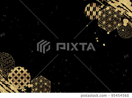 閃閃發光的日本圖案和黑色背景 閃閃發光的日本圖案和黑色背景 95454568