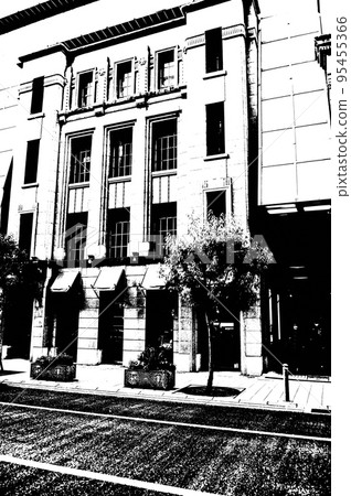 Building street on Kobe Kaigan Street black and white photo Building street on Kobe Kaigan Street black and white photo 95455366