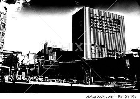 Kobe Sannomiya Station seen from Sannomiya North Black and white photo 95455405