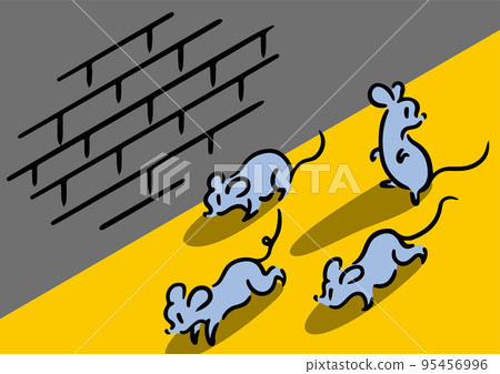 4隻老鼠跑。等軸測圖。 95456996