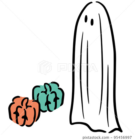 Halloween ghosts and pumpkins. Isometric drawing. 95456997