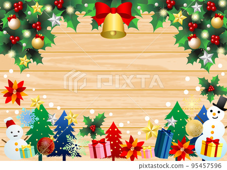 Brown horizontal grain and Christmas material frame background horizontal 95457596