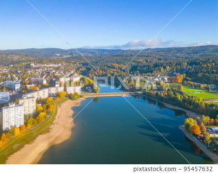 Mseno water reservoir in Jablonec nad Nisou from above Mseno water reservoir in Jablonec nad Nisou from above 95457632