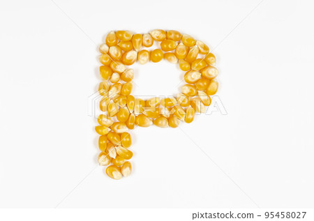 Alphabet P made from popcorn seeds Alphabet P made from popcorn seeds 95458027