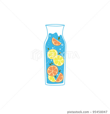 Detox water. Doodle trendy bottle. Vector aqua balance concept Detox water. Doodle trendy bottle. Vector aqua balance concept 95458047