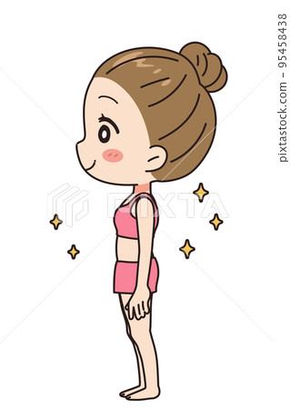 一個女人的側視圖插圖全身視圖 一個女人的側視圖插圖全身視圖 95458438