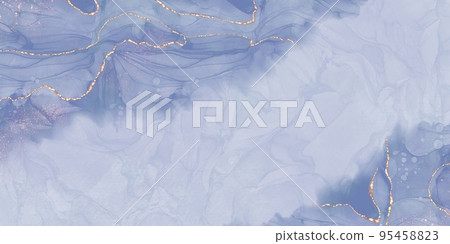 Paper-style texture/alcohol ink art abstract horizontal template) Golden glitter and marble pattern/light blue watercolor Paper-style texture/alcohol ink art abstract horizontal template) Golden glitter and marble pattern/light blue watercolor 95458823