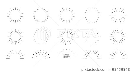 Sunburst design set line vector material 95459548