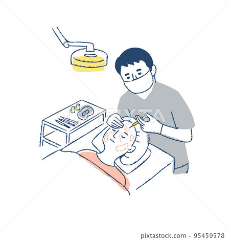 整容手術 整容手術中面部注射的場景 整容手術 整容手術中面部注射的場景 95459578