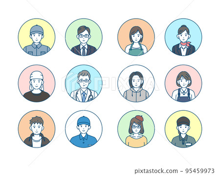 Icon set of people working in various occupations Icon set of people working in various occupations 95459973