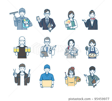 Illustration set of people working in various occupations Illustration set of people working in various occupations 95459977