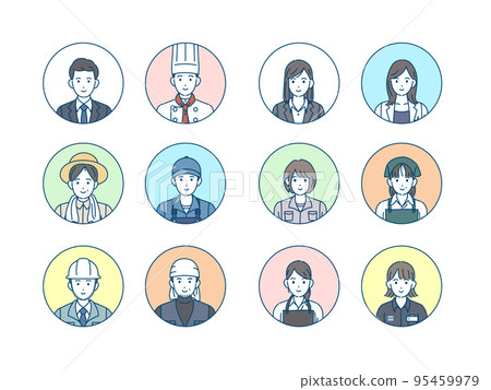 Icon set of people working in various occupations Icon set of people working in various occupations 95459979