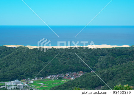 【日本百城名城】鳥取縣鳥取縣山之丸鳥取市的天守閣鳥取城鳥取沙丘和日本海 95460589