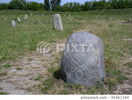 Ancient stone sculptures of 6-10 centuries of nomadic Turks in the Burana settlement in Kyrgyzstan Ancient stone sculptures of 6-10 centuries of nomadic Turks in the Burana settlement in Kyrgyzstan 95461384