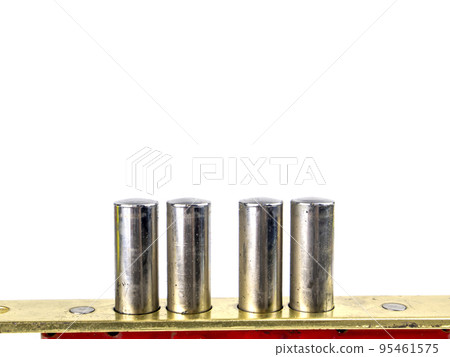 Door lock disassembled on a white background. 95461575