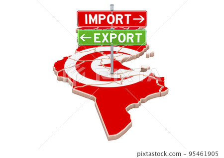 Import and export in Tunisia concept, 3D rendering 95461905