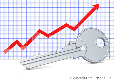 Key with growing chart. 3D rendering 95461906
