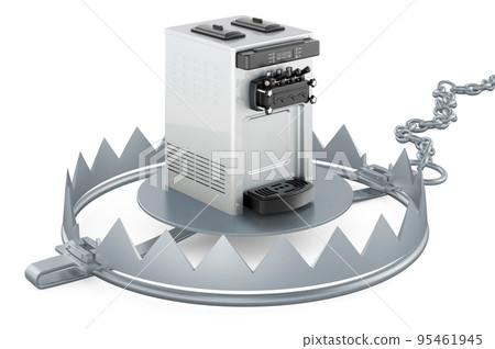 Bear trap with commercial ice cream machine, 3D rendering 95461945