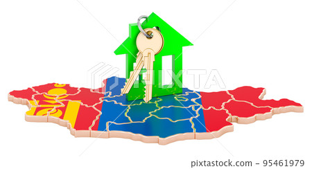 Real estate in Mongolia concept. Property for sale, rent or mortgage. 3D rendering 95461979