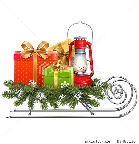 Vector Christmas Sledge with Red Lamp 95463136