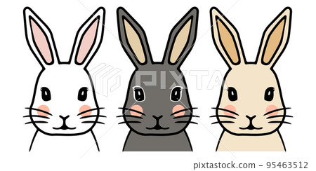 3種顏色變化的可愛兔子，矢量圖新年賀卡材料 95463512