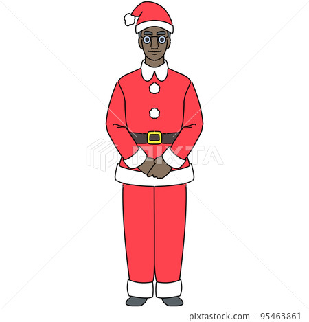 Black man greeting in Santa costume No mask 95463861
