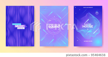 Dance Music Flyer. Electro Party Cover. Abstract Dj Background. Gradient Distort Lines. Blue Purple Dance Music Flyer. Geometric Festiv Illustration. Techno Sound Poster. Dance Music Flyer Set. 95464638