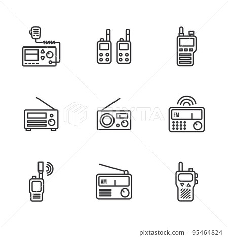 walkie talkie transceiver radio line icon on a white background. Vector illustration walkie talkie transceiver radio line icon on a white background. Vector illustration 95464824
