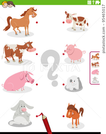 match cartoon farm animals and their babies educational activity match cartoon farm animals and their babies educational activity 95465017