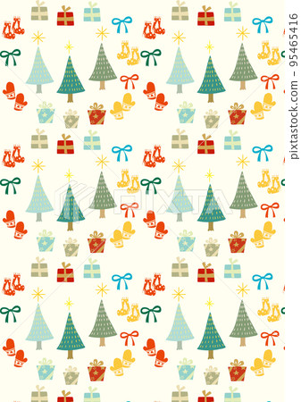 Scandinavian style Christmas tree and gift pattern vertical 95465416