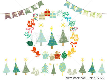 Scandinavian style Christmas tree and gift wreath frame 95465422