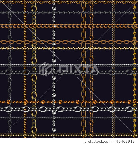 Tartan seamless pattern with metal chains 95465913