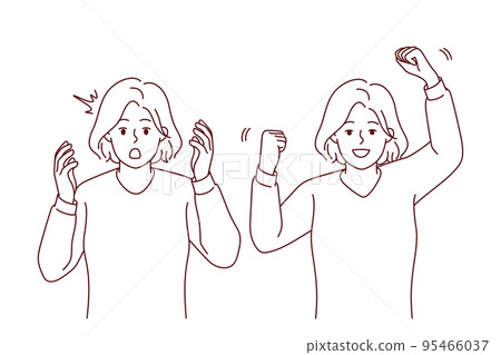 Woman feeling stressed and excited Woman feeling stressed and excited 95466037