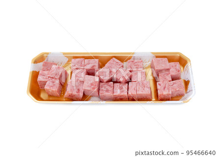 Dice steak molded with beef and chicken [with food tray] 95466640