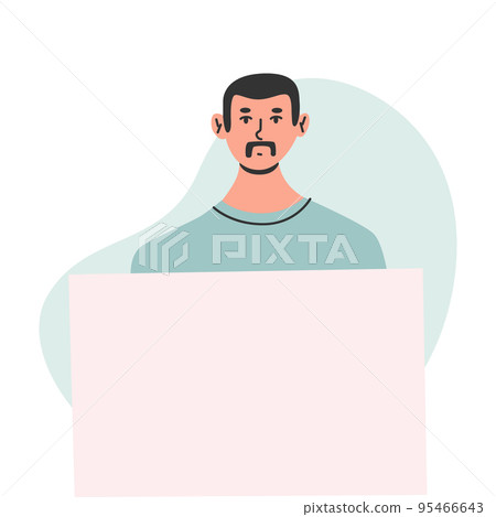 Male protester. Man at the demonstration or march. Flat vector illustration in trendy colors Male protester. Man at the demonstration or march. Flat vector illustration in trendy colors 95466643