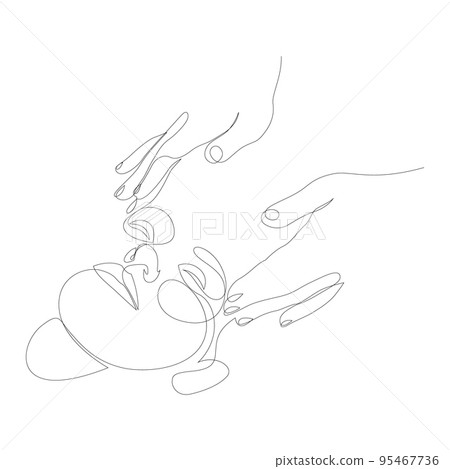 Woman face massage. Continuous line drawing. Vector illustration. Woman face massage. Continuous line drawing. Vector illustration. 95467736