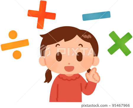 Arithmetic symbol and girl Arithmetic symbol and girl 95467966