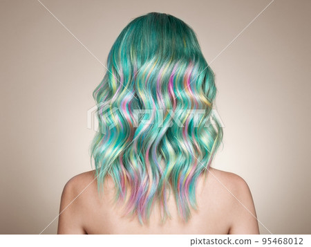 Beauty fashion model girl with colorful dyed hair Beauty fashion model girl with colorful dyed hair 95468012