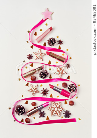 Christmas composition with decorative cosmetics 95468091