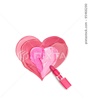 Pink lipstick smeared in the shape of heart 95468200