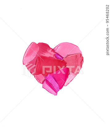 Pink lipstick smeared in the shape of heart 95468202