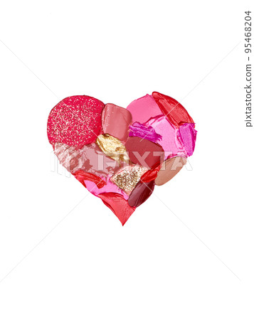 Pink lipstick smeared in the shape of heart 95468204