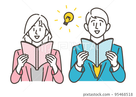 Two young men and women reading a business person [vector illustration material] 95468518