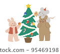 Animals decorating the Christmas tree 95469198